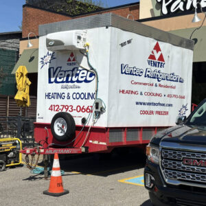 Ventec Walk In Cooler trailer for mobile refrigeration on site at Panera